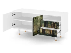 Clearance Mueble de TV - 125х56х41 cm - T7 - Rain in the Oak Forest, Branco Bege