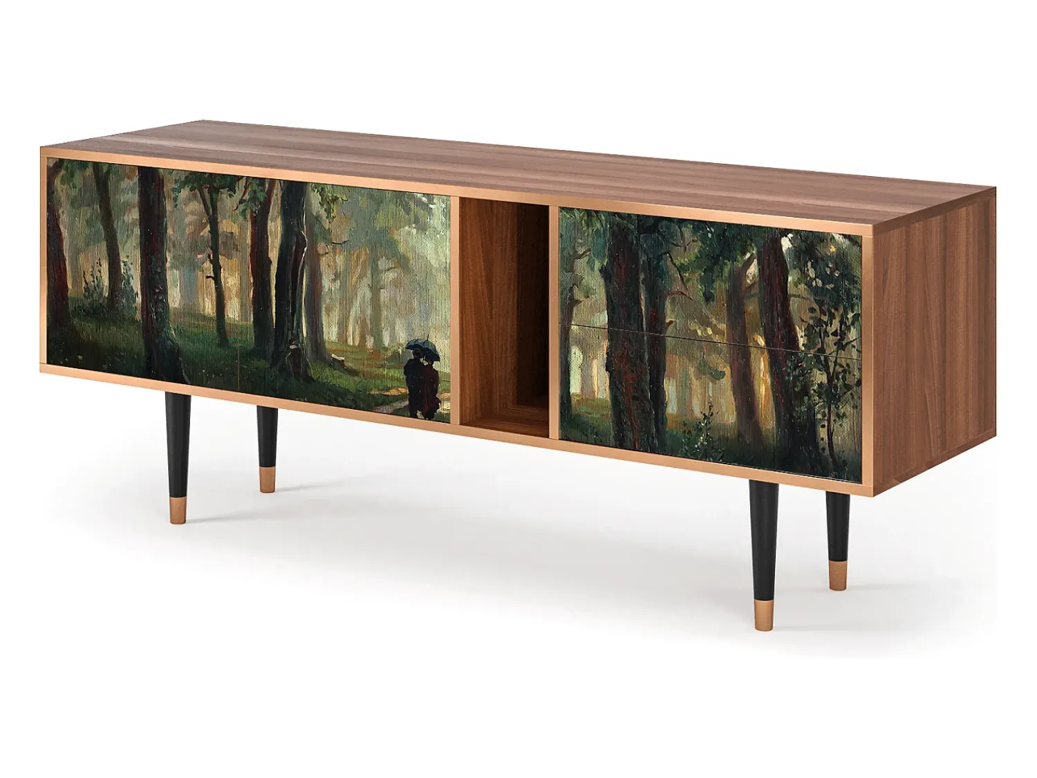 Móvel De Tv| Mueble de TV - 170х69х48 cm - T1 - Rain in the Oak Forest, Nogueira Castanho