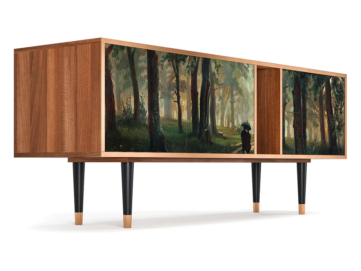 Móvel De Tv| Mueble de TV - 170х69х48 cm - T1 - Rain in the Oak Forest, Nogueira Castanho