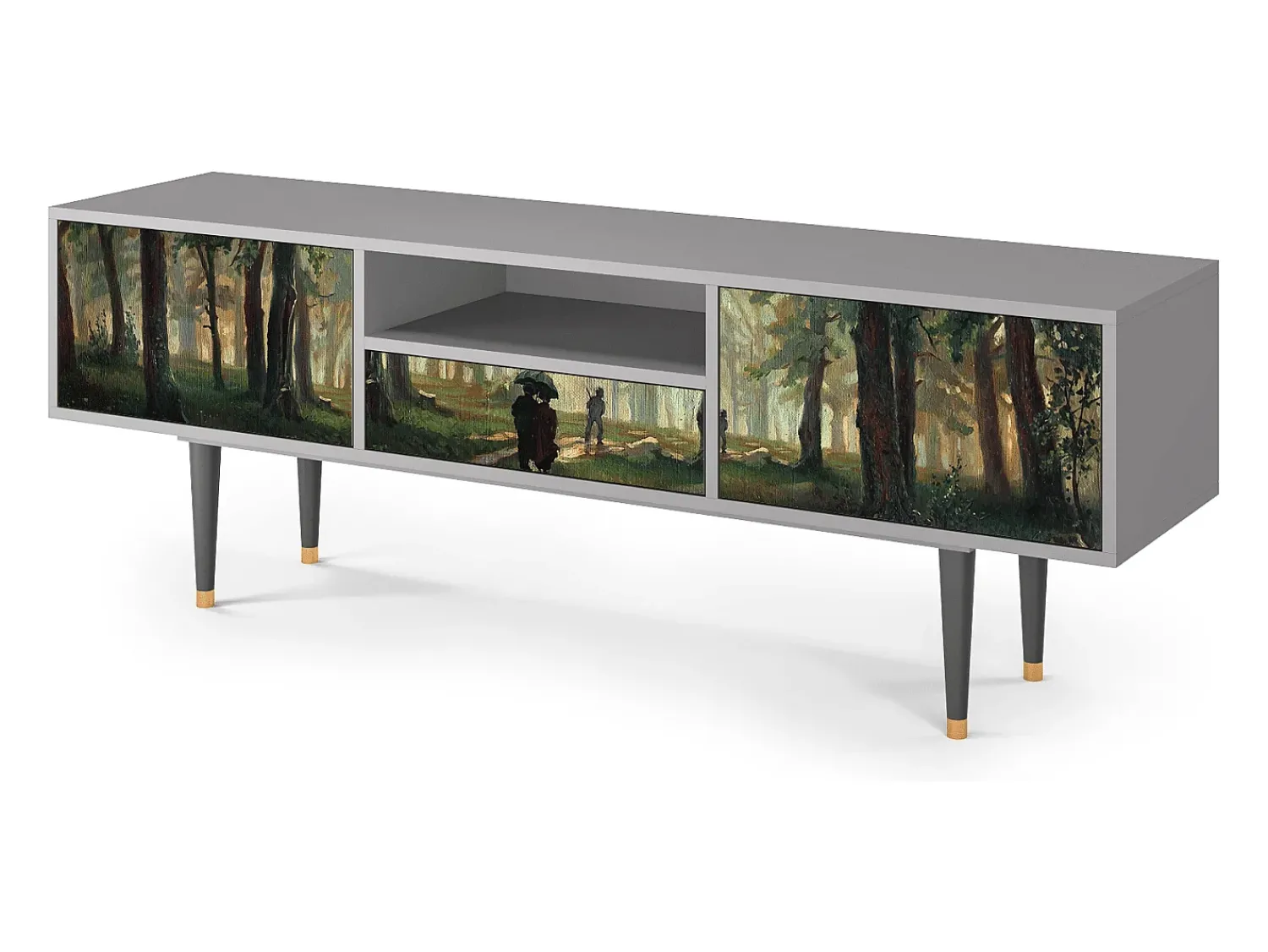 Clearance Mueble de TV - 170х59х41 cm - T6 - Rain in the Oak Forest, Cinza Cinzento