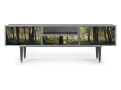 Clearance Mueble de TV - 170х59х41 cm - T6 - Rain in the Oak Forest, Cinza Cinzento