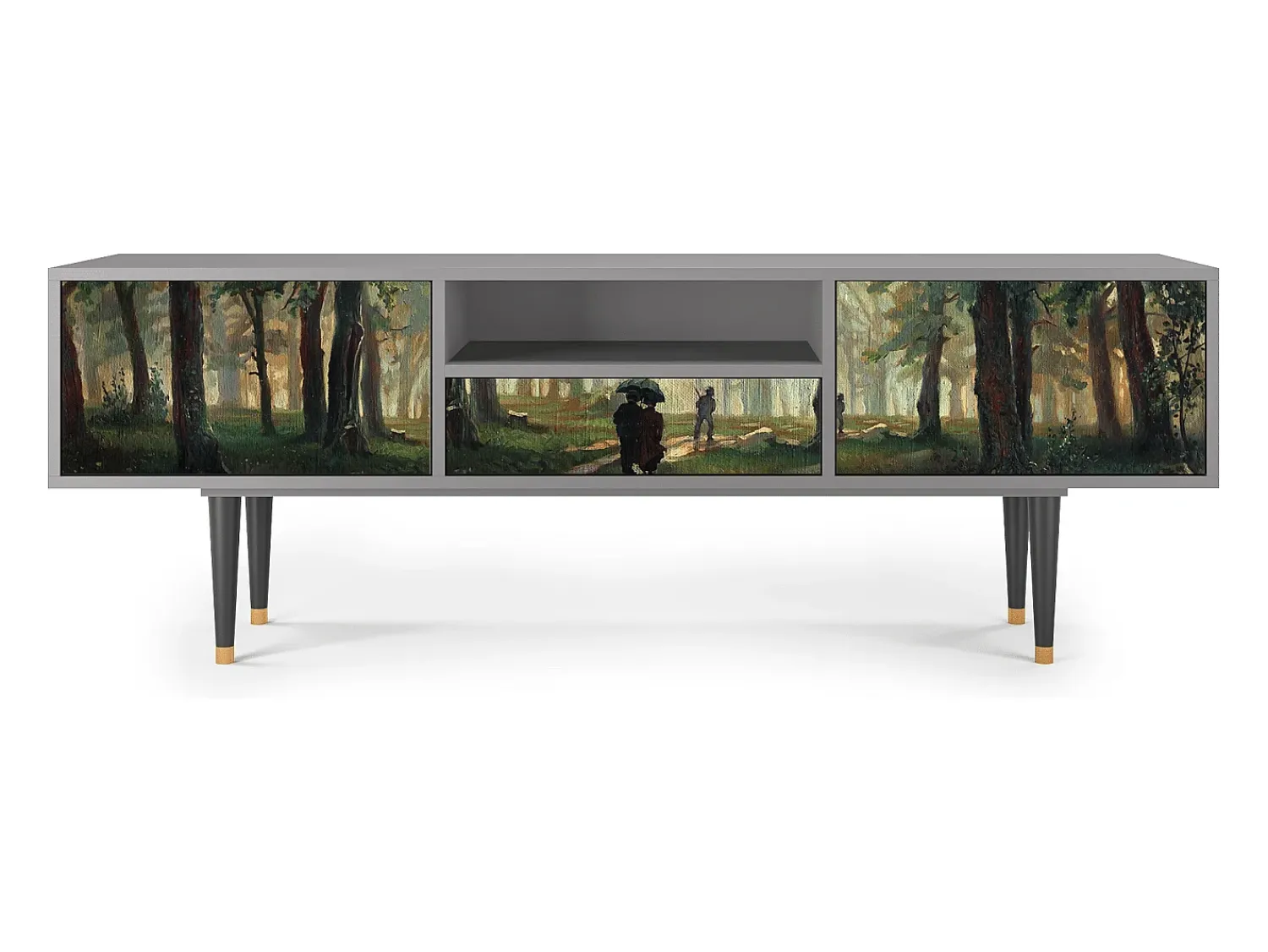 Clearance Mueble de TV - 170х59х41 cm - T6 - Rain in the Oak Forest, Cinza Cinzento