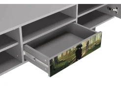 Clearance Mueble de TV - 170х59х41 cm - T6 - Rain in the Oak Forest, Cinza Cinzento