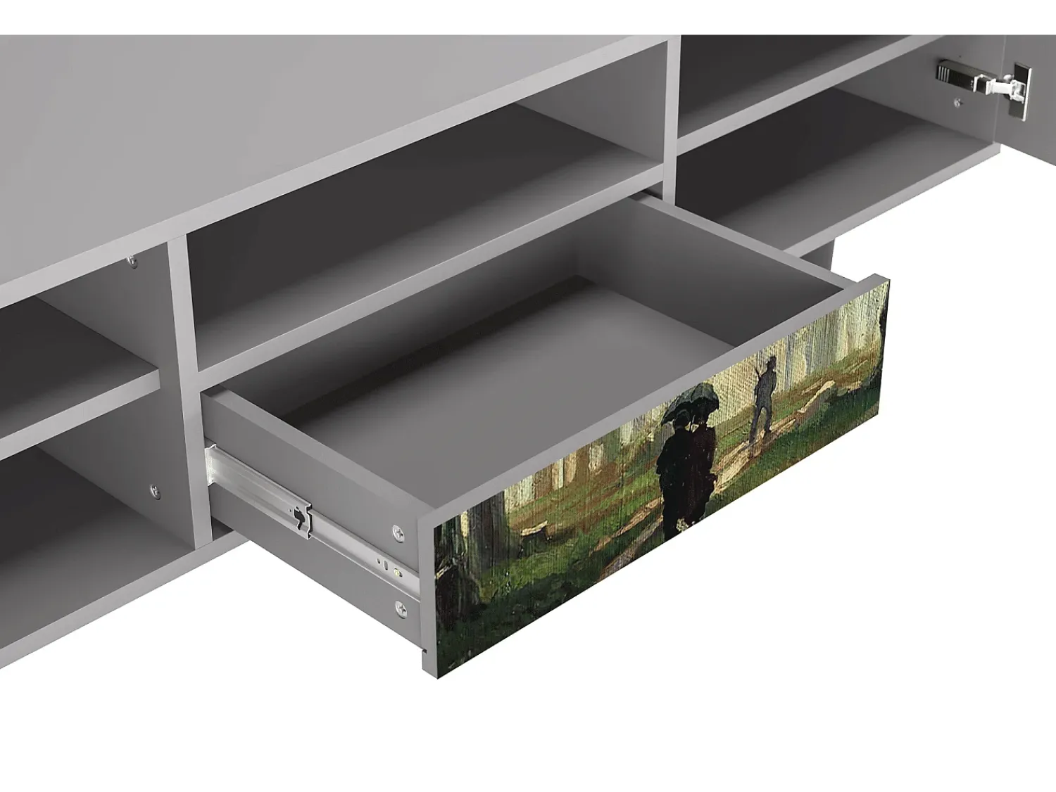 Clearance Mueble de TV - 170х59х41 cm - T6 - Rain in the Oak Forest, Cinza Cinzento