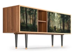 Móvel De Tv| Mueble de TV - 150х69х41 cm - T5 - Rain in the Oak Forest, Nogueira Castanho