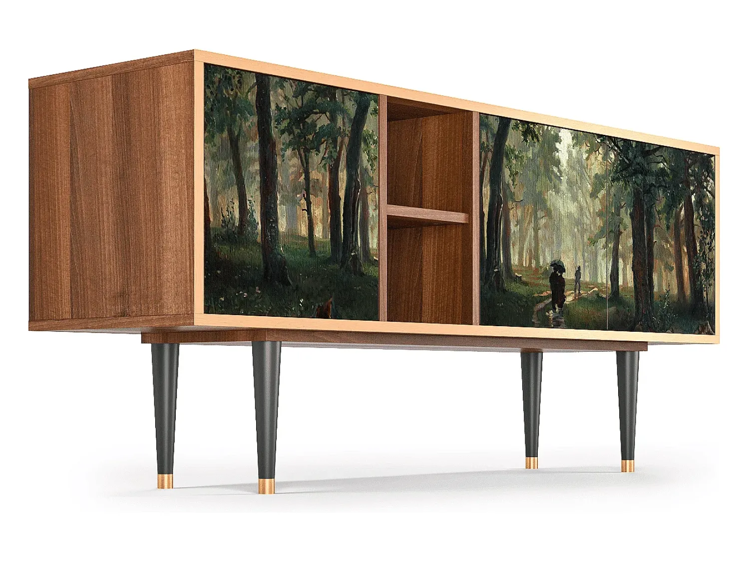 Móvel De Tv| Mueble de TV - 150х69х41 cm - T5 - Rain in the Oak Forest, Nogueira Castanho