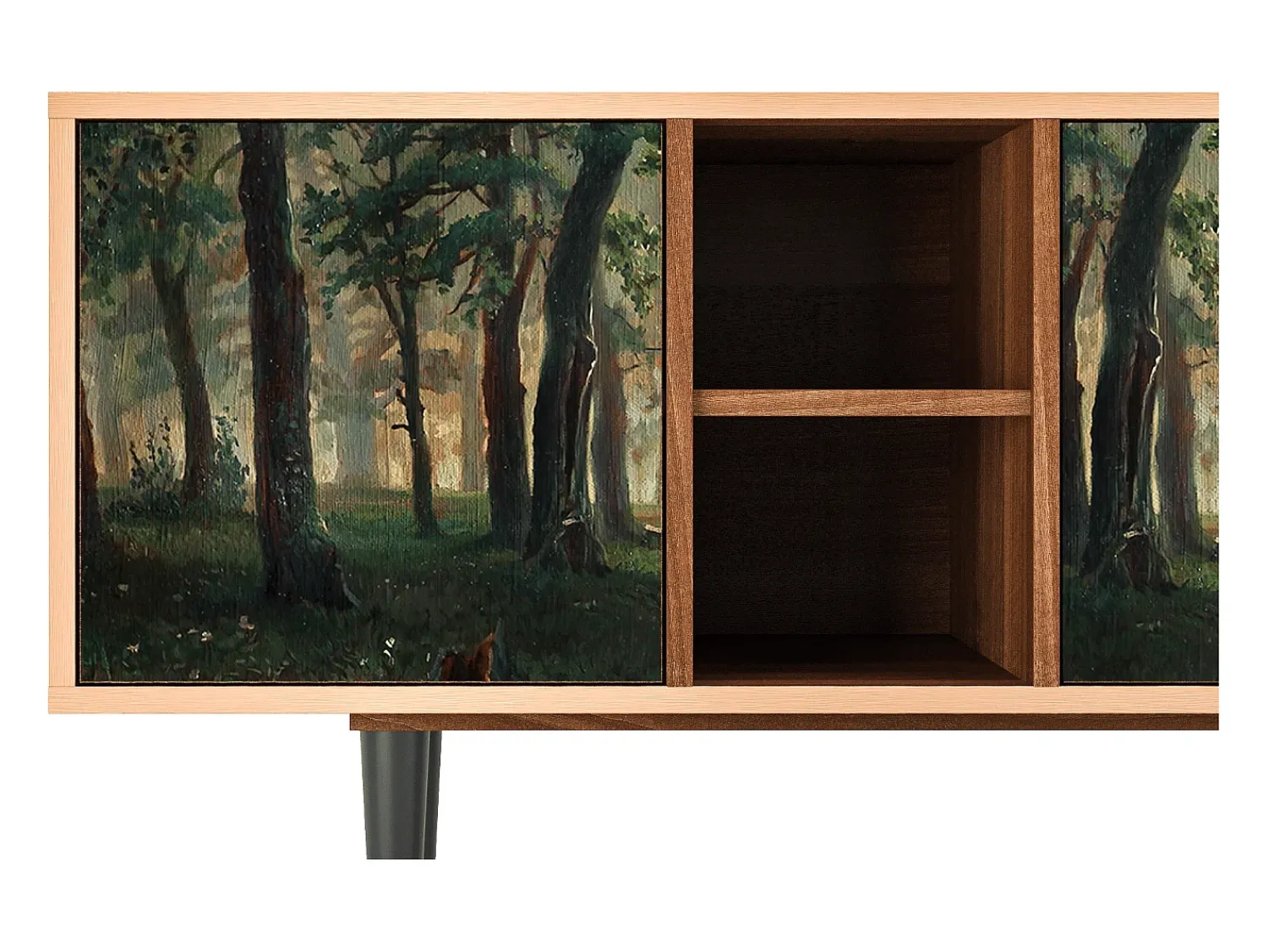 Móvel De Tv| Mueble de TV - 150х69х41 cm - T5 - Rain in the Oak Forest, Nogueira Castanho