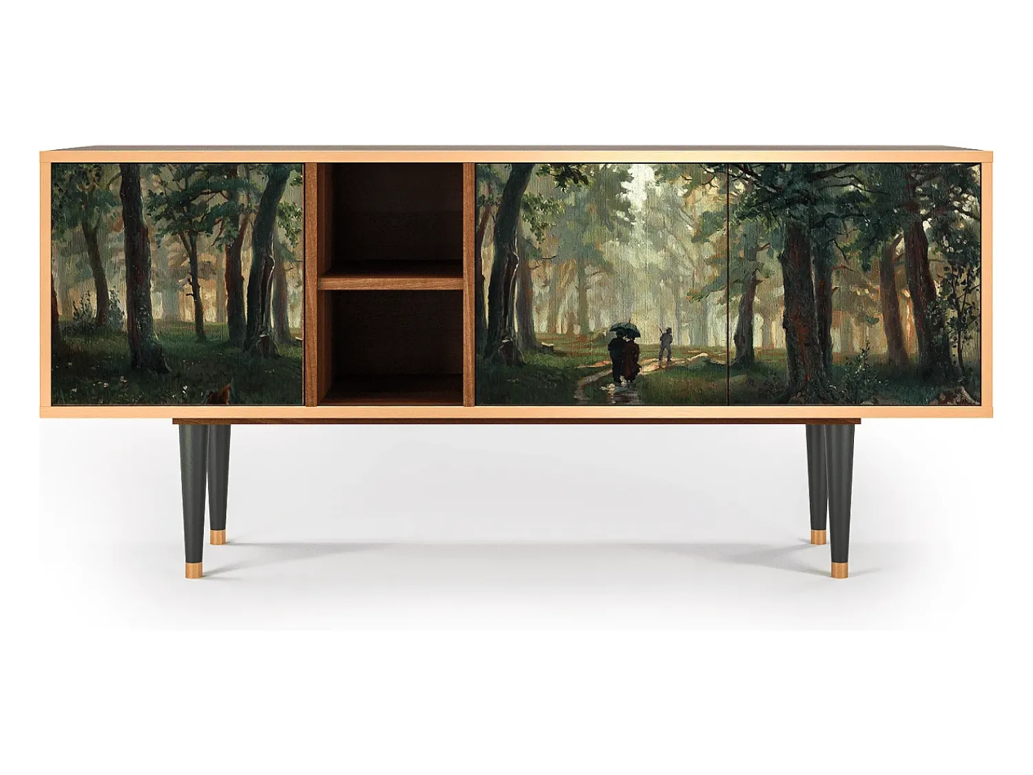 Móvel De Tv| Mueble de TV - 150х69х41 cm - T5 - Rain in the Oak Forest, Nogueira Castanho