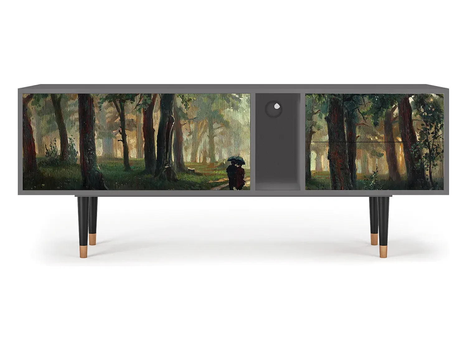 Móvel De Tv* Mueble de TV - 170х69х48 cm - T1 - Rain in the Oak Forest, Cinza Cinzento
