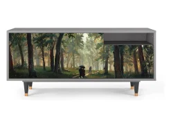 Móvel De Tv| Mueble de TV - 125х56х41 cm - T7 - Rain in the Oak Forest, Cinza Cinzento