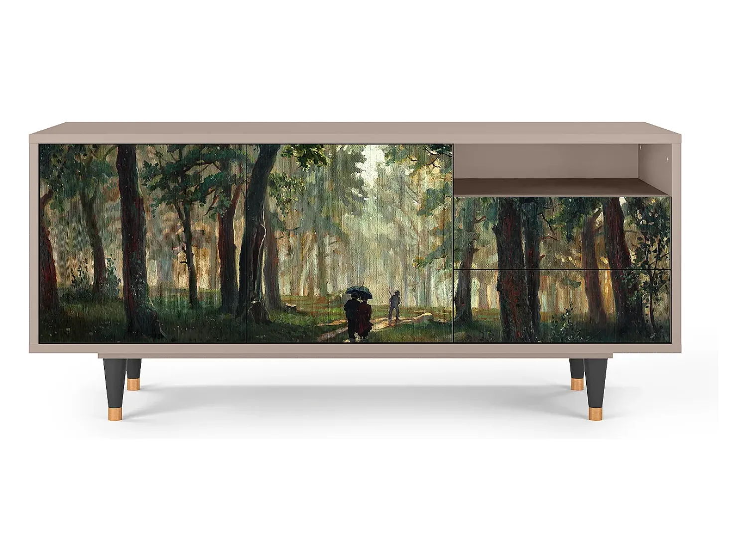 Mueble de TV - 125х56х41 cm - T7 - Rain in the Oak Forest, Latte^ Móvel De Tv