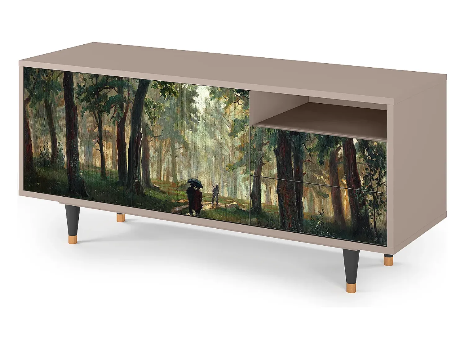 Mueble de TV - 125х56х41 cm - T7 - Rain in the Oak Forest, Latte^ Móvel De Tv