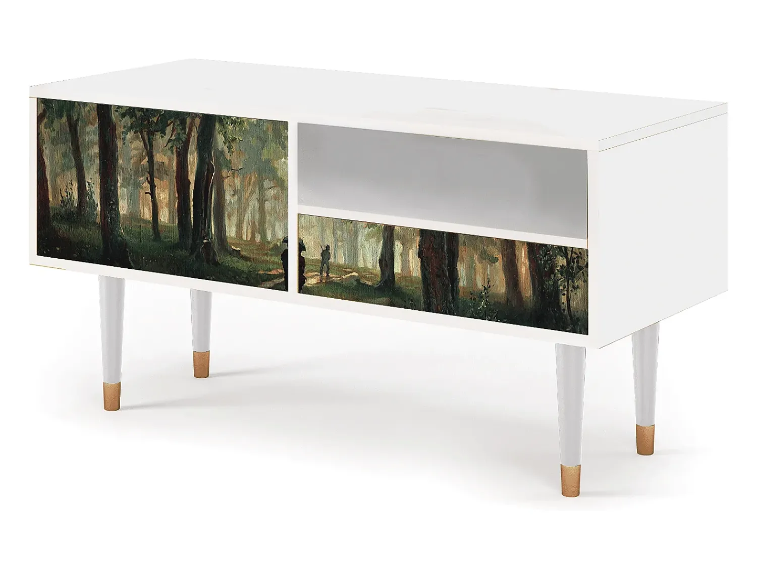 Mueble de TV - 115х59х48 cm - T3 - Rain in the Oak Forest, Branco Bege