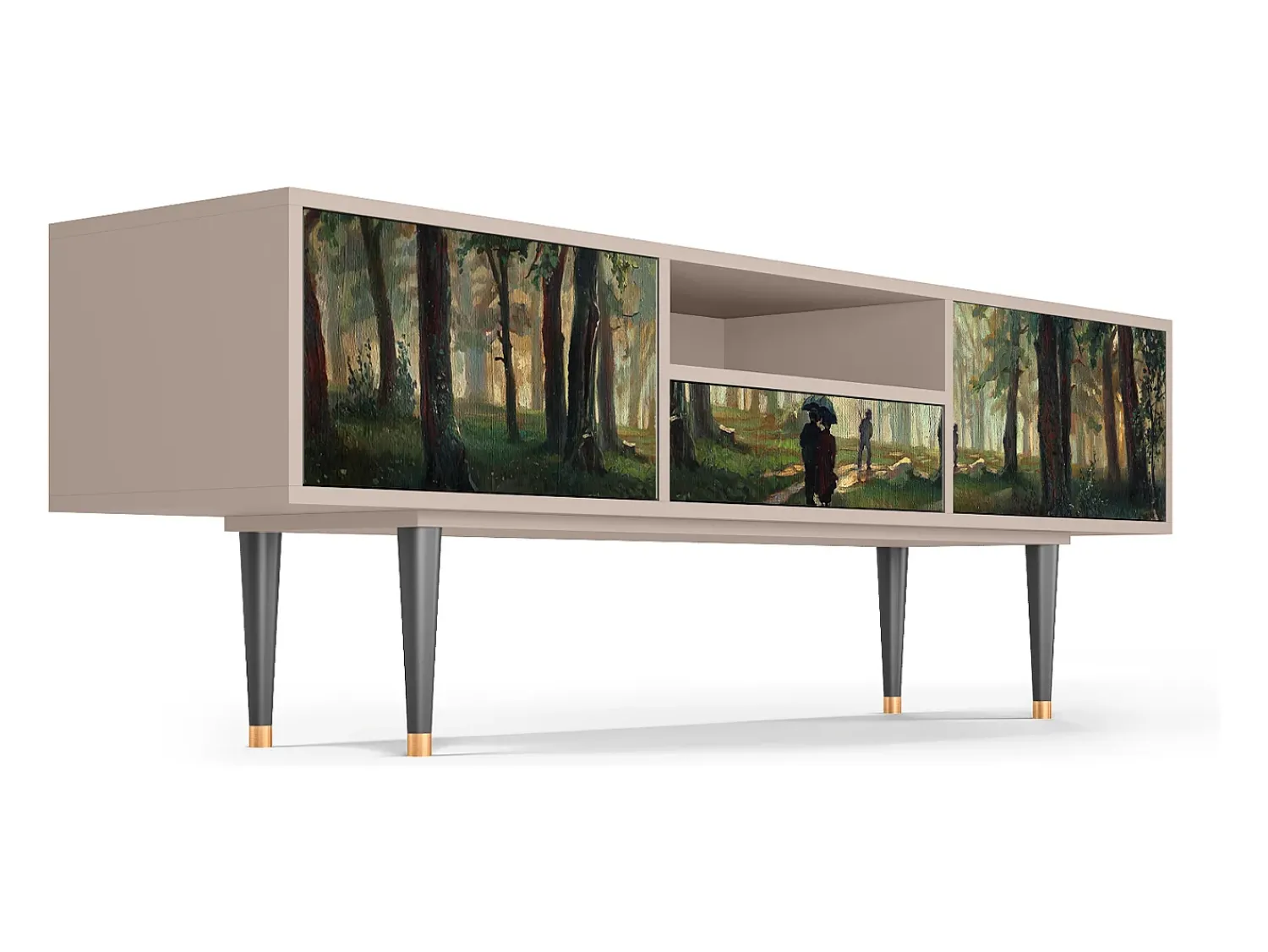 Móvel De Tv* Mueble de TV - 170х59х41 cm - T6 - Rain in the Oak Forest, Latte Bege