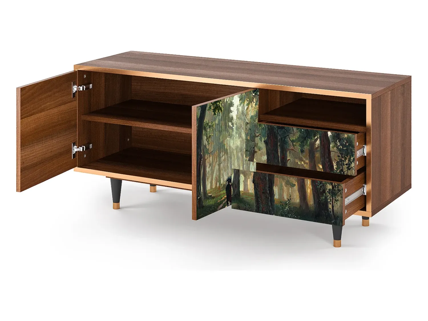 Móvel De Tv* Mueble de TV - 125х56х41 cm - T7 - Rain in the Oak Forest, Nogueira Castanho