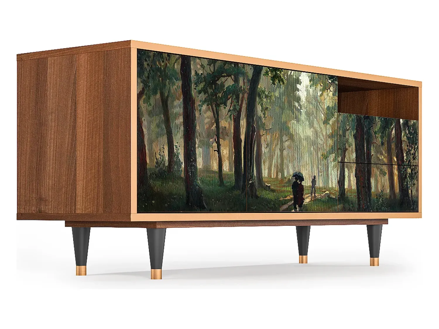 Móvel De Tv* Mueble de TV - 125х56х41 cm - T7 - Rain in the Oak Forest, Nogueira Castanho