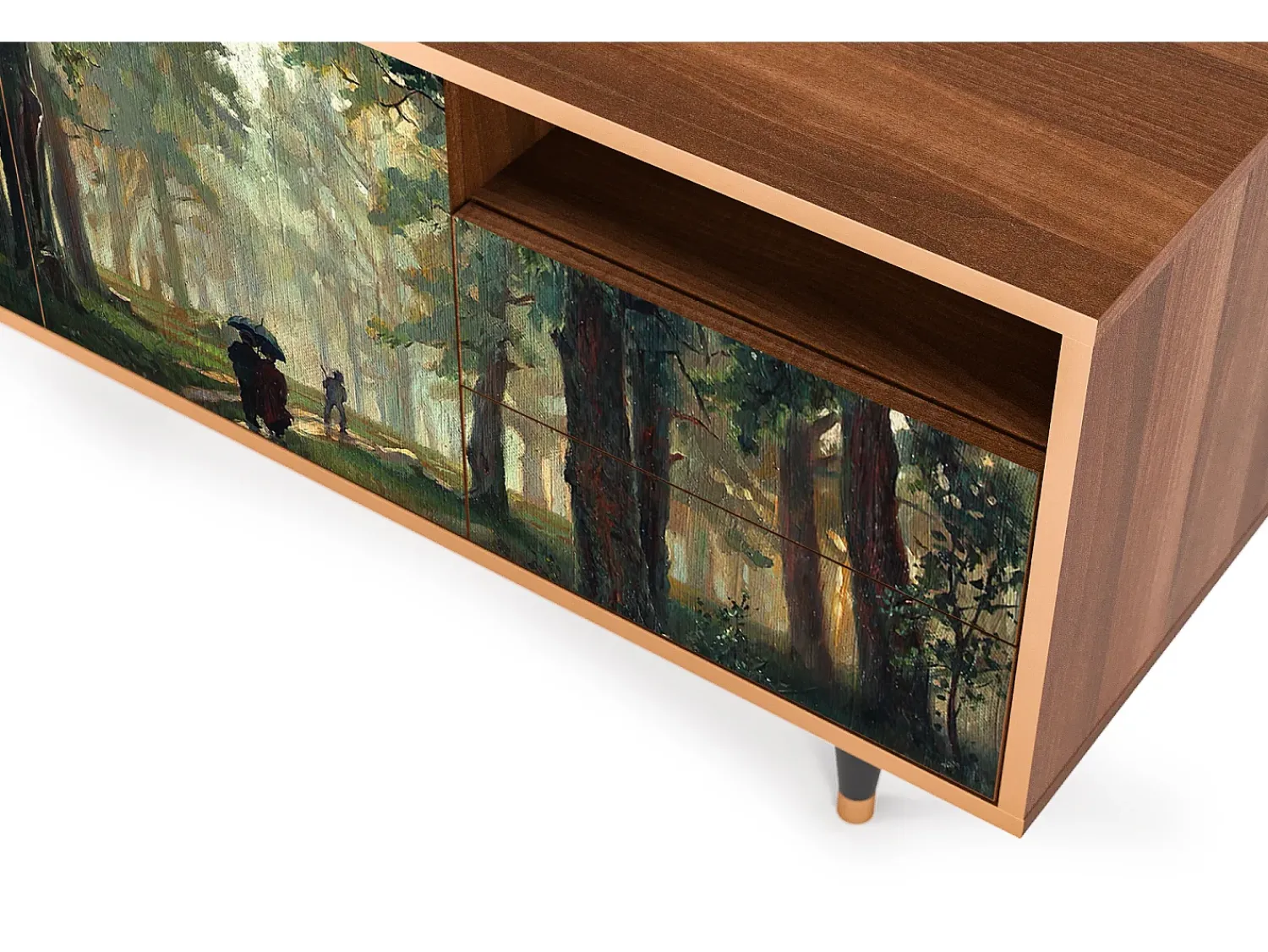 Móvel De Tv* Mueble de TV - 125х56х41 cm - T7 - Rain in the Oak Forest, Nogueira Castanho