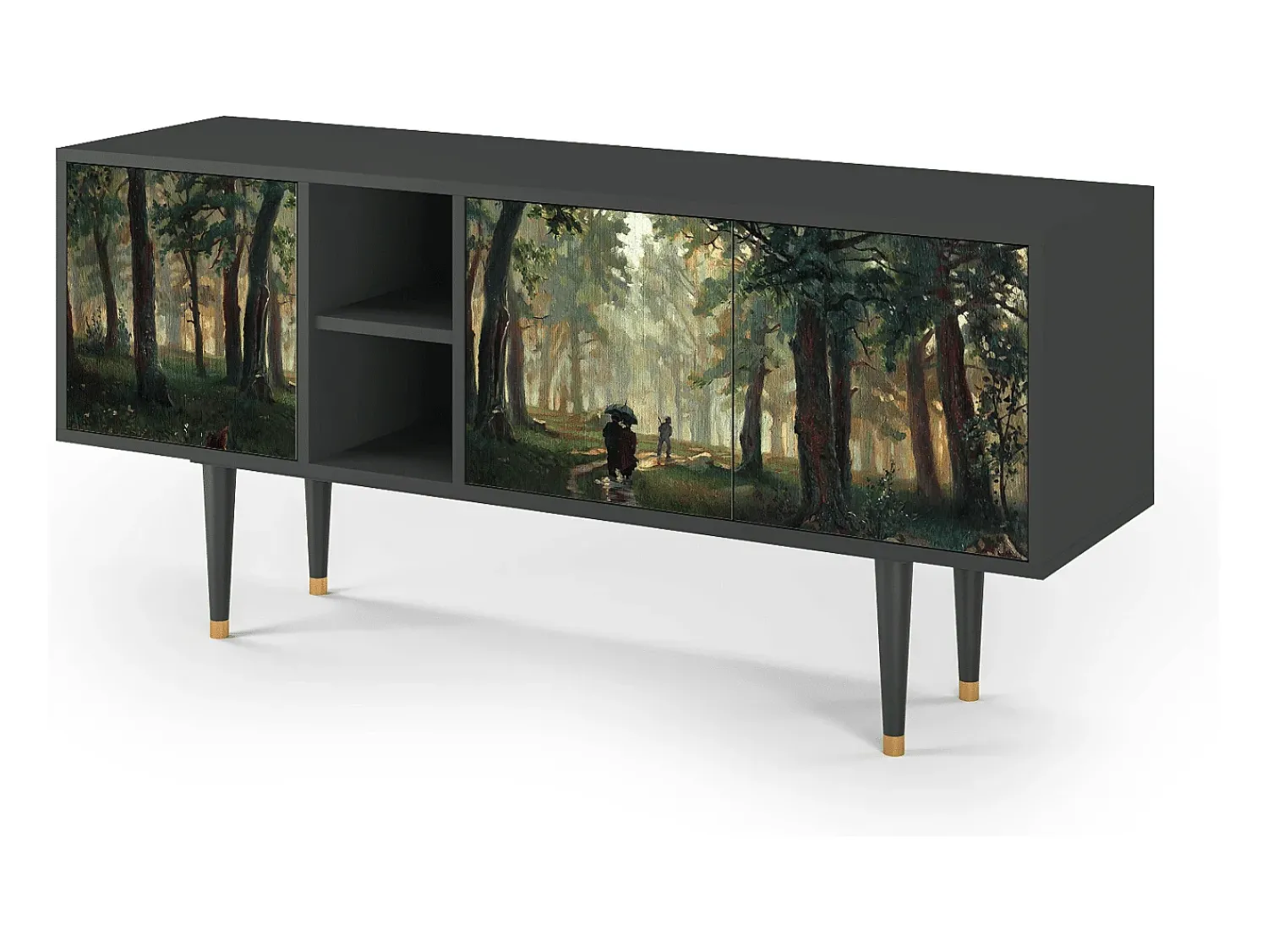 Mueble de TV - 150х69х41 cm - T5 - Rain in the Oak Forest, Antracite^ Móvel De Tv
