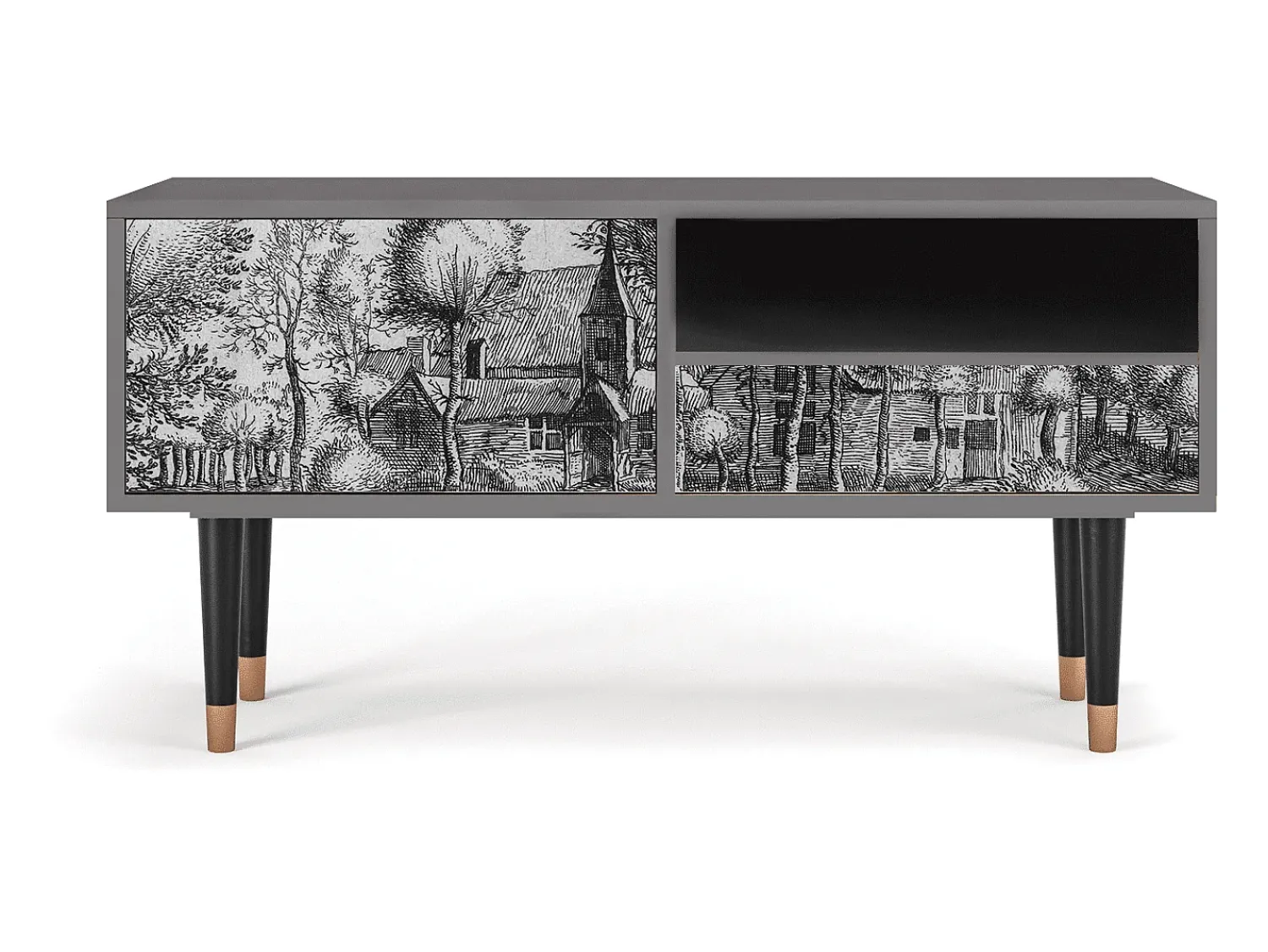 Móvel De Tv* Mueble de TV - 115х59х48 cm - T3 - A Pond, Cinza Cinzento