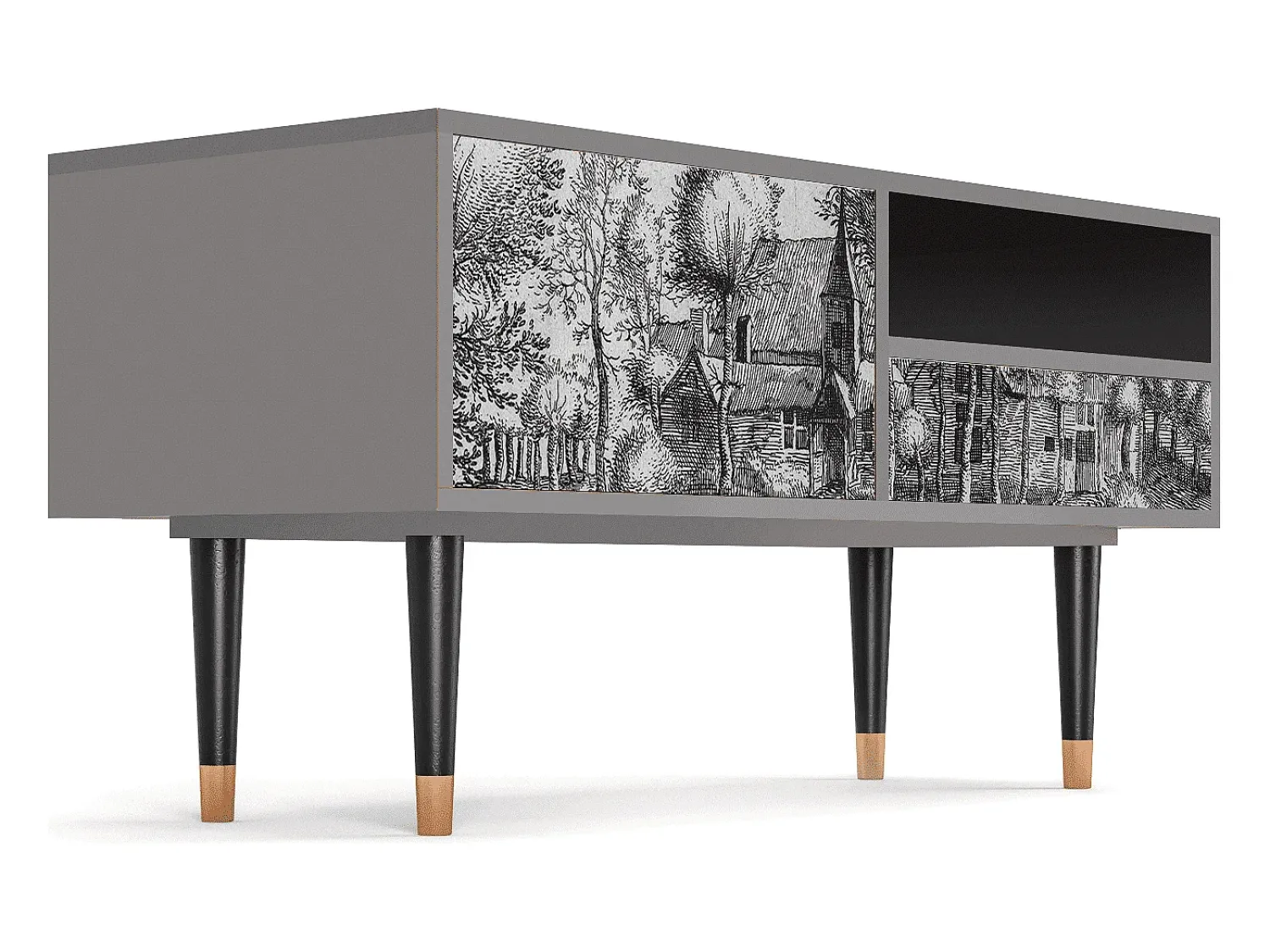 Móvel De Tv* Mueble de TV - 115х59х48 cm - T3 - A Pond, Cinza Cinzento