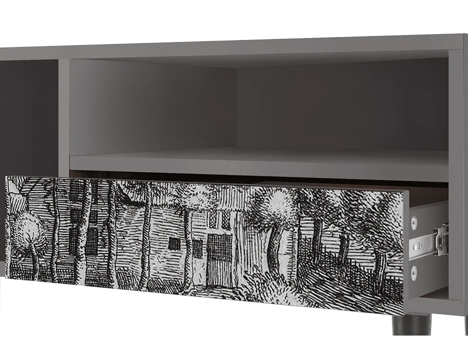 Móvel De Tv* Mueble de TV - 115х59х48 cm - T3 - A Pond, Cinza Cinzento