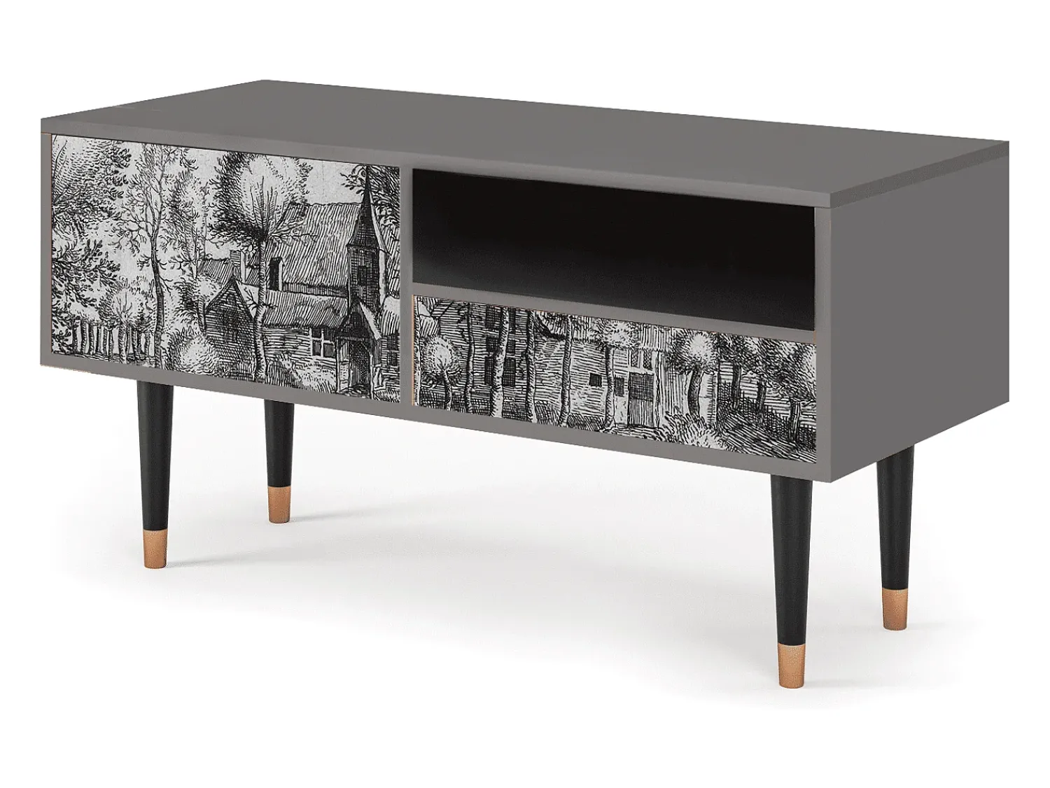 Móvel De Tv* Mueble de TV - 115х59х48 cm - T3 - A Pond, Cinza Cinzento