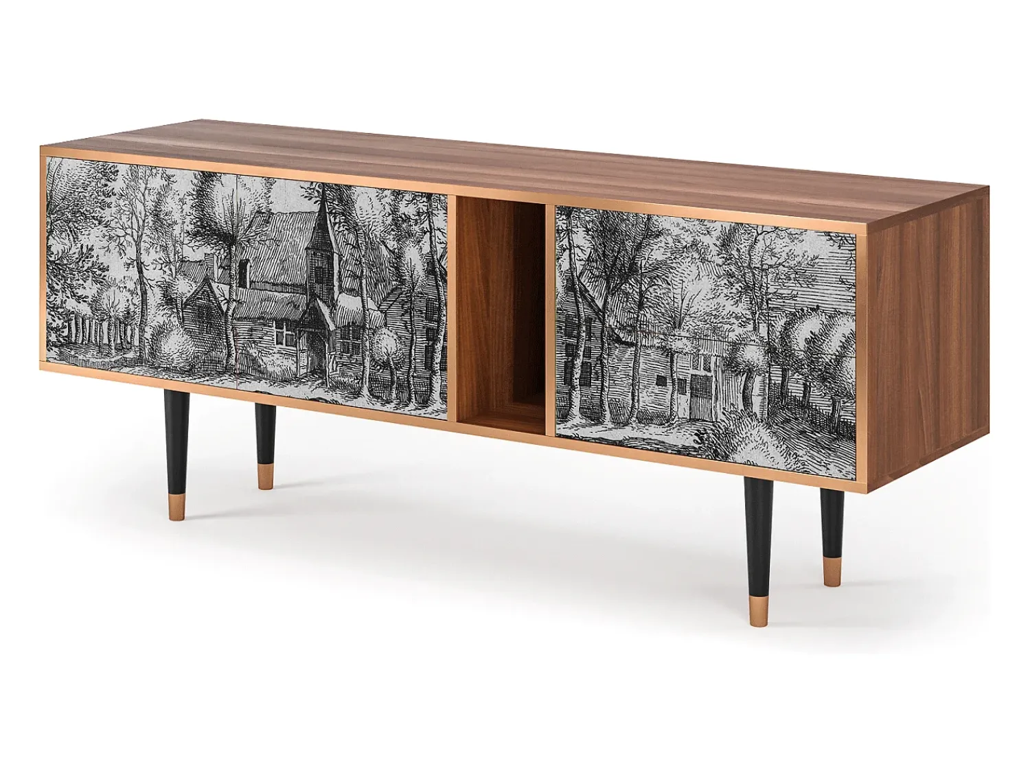 Móvel De Tv| Mueble de TV - 170х69х48 cm - T1 - A Pond, Nogueira Castanho