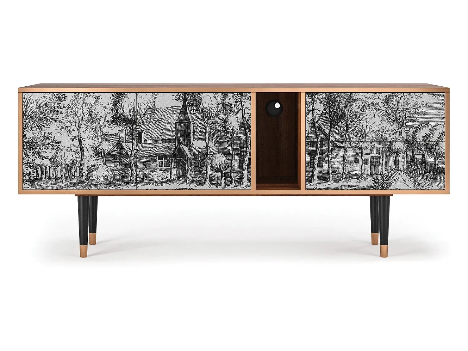 Móvel De Tv| Mueble de TV - 170х69х48 cm - T1 - A Pond, Nogueira Castanho