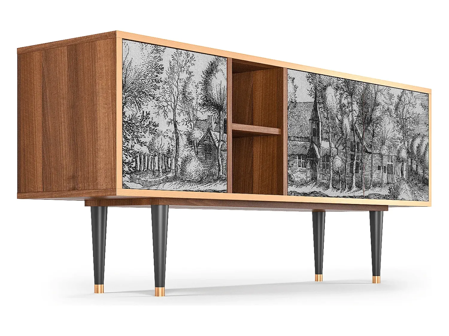 Móvel De Tv* Mueble de TV - 150х69х41 cm - T5 - A Pond, Nogueira Castanho