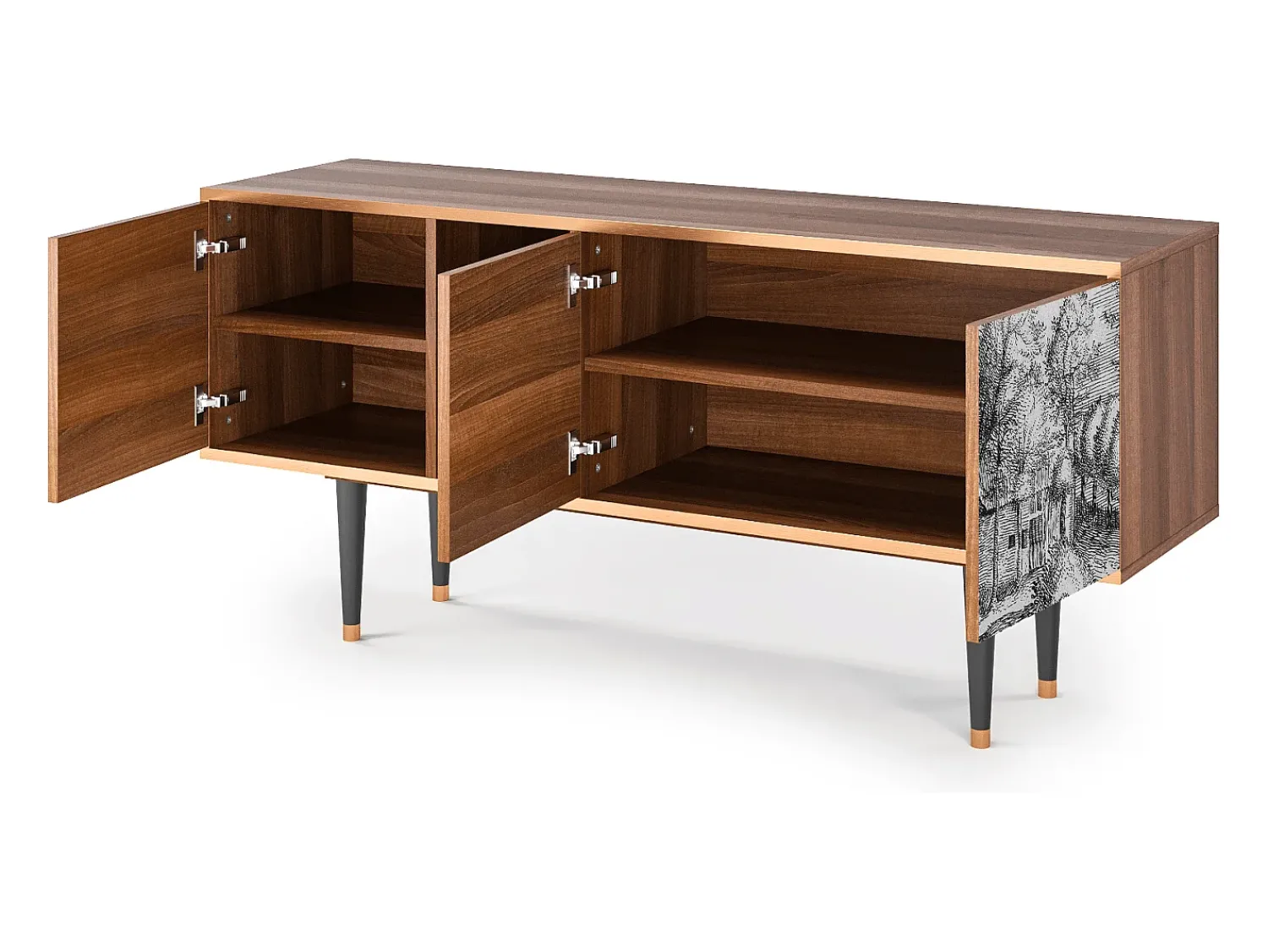 Móvel De Tv* Mueble de TV - 150х69х41 cm - T5 - A Pond, Nogueira Castanho