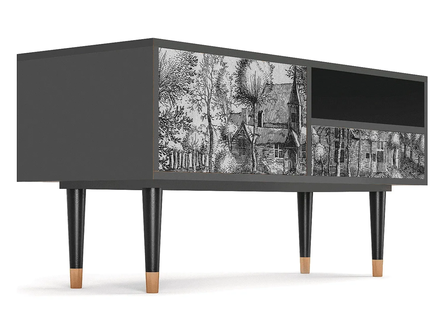 Mueble de TV - 115х59х48 cm - T3 - A Pond, Antracite^ Móvel De Tv