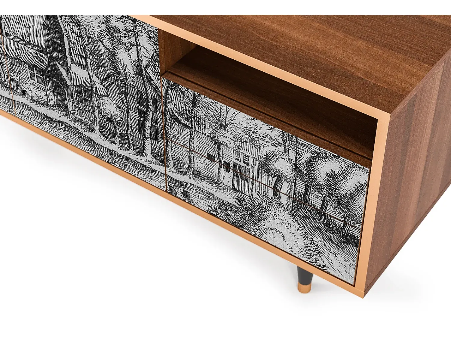Móvel De Tv| Mueble de TV - 125х56х41 cm - T7 - A Pond, Nogueira Castanho