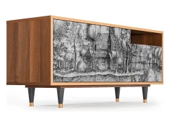 Móvel De Tv| Mueble de TV - 125х56х41 cm - T7 - A Pond, Nogueira Castanho