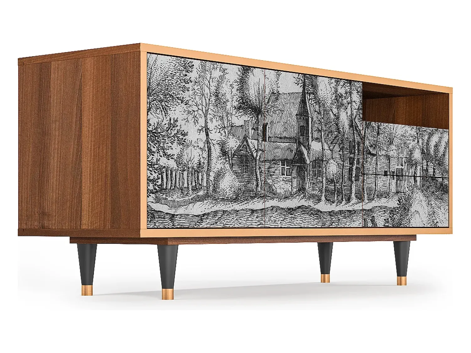 Móvel De Tv| Mueble de TV - 125х56х41 cm - T7 - A Pond, Nogueira Castanho