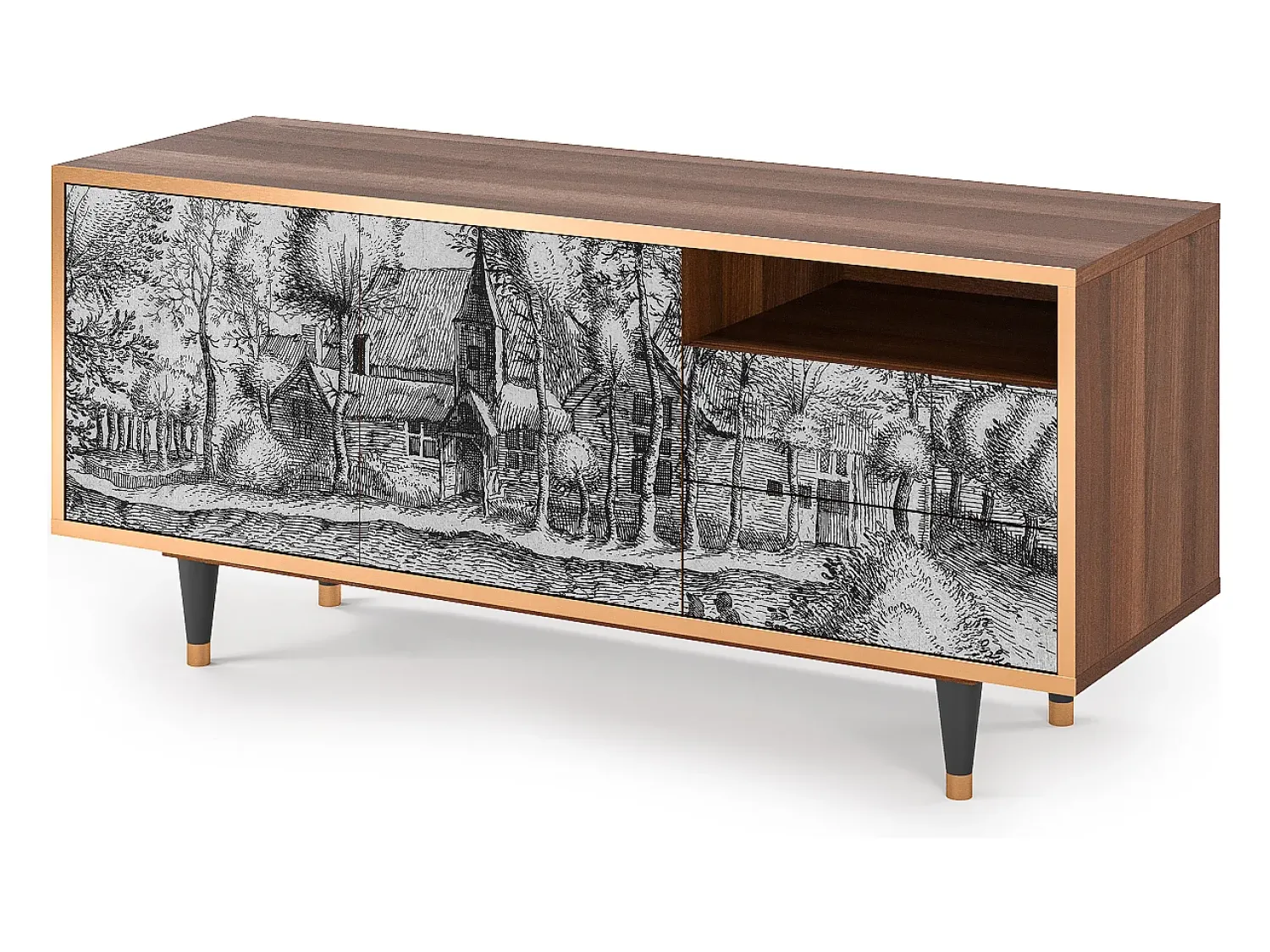 Móvel De Tv| Mueble de TV - 125х56х41 cm - T7 - A Pond, Nogueira Castanho