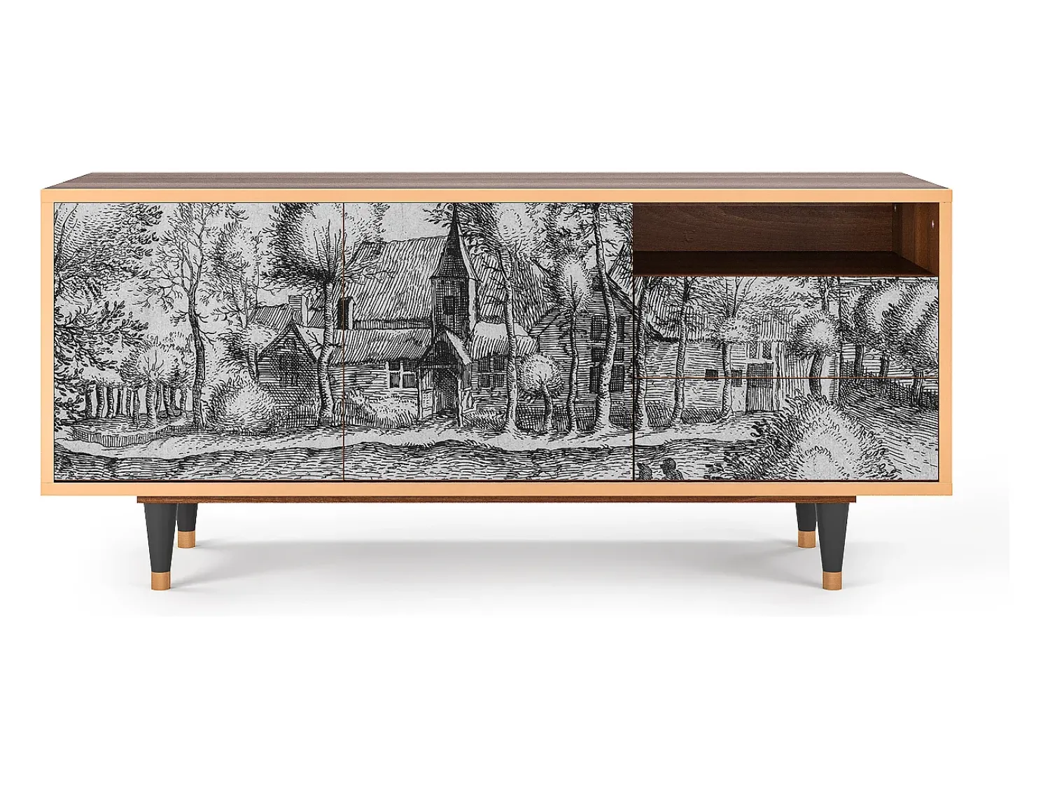 Móvel De Tv| Mueble de TV - 125х56х41 cm - T7 - A Pond, Nogueira Castanho