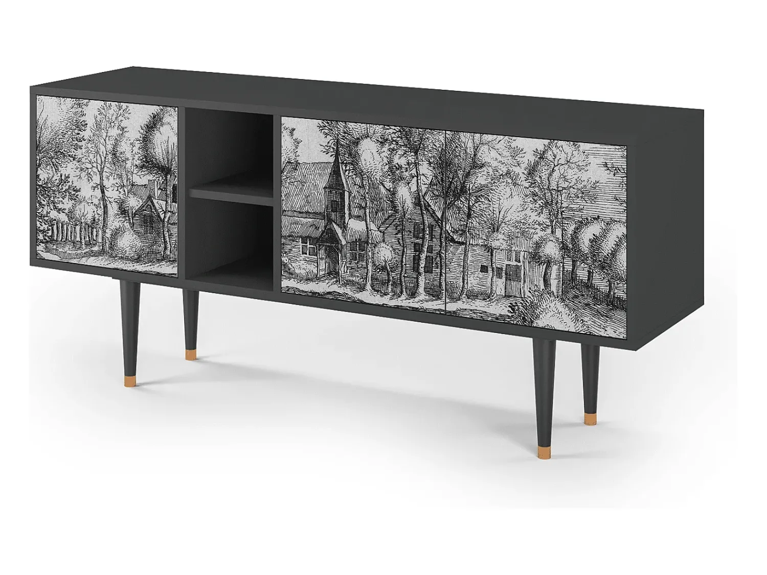 Clearance Mueble de TV - 150х69х41 cm - T5 - A Pond, Antracite Cinza antracite