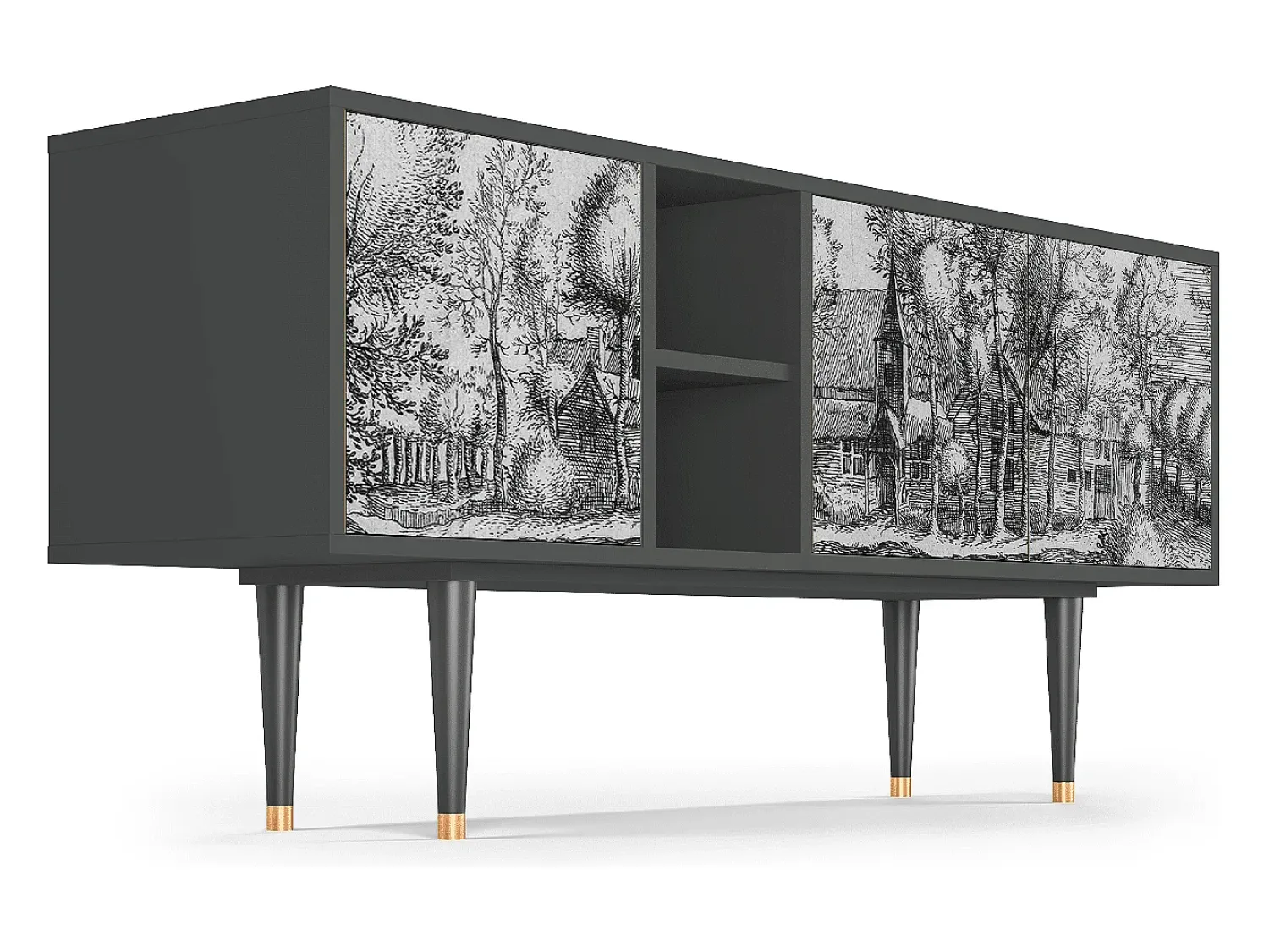 Clearance Mueble de TV - 150х69х41 cm - T5 - A Pond, Antracite Cinza antracite
