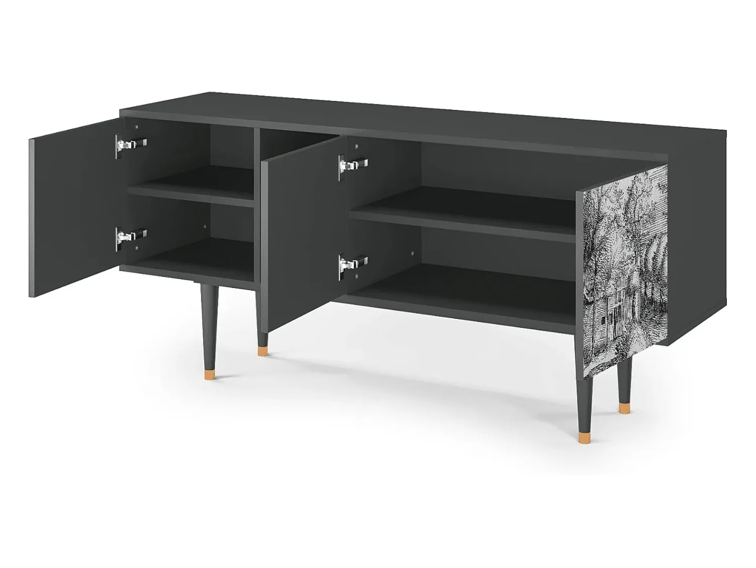 Clearance Mueble de TV - 150х69х41 cm - T5 - A Pond, Antracite Cinza antracite