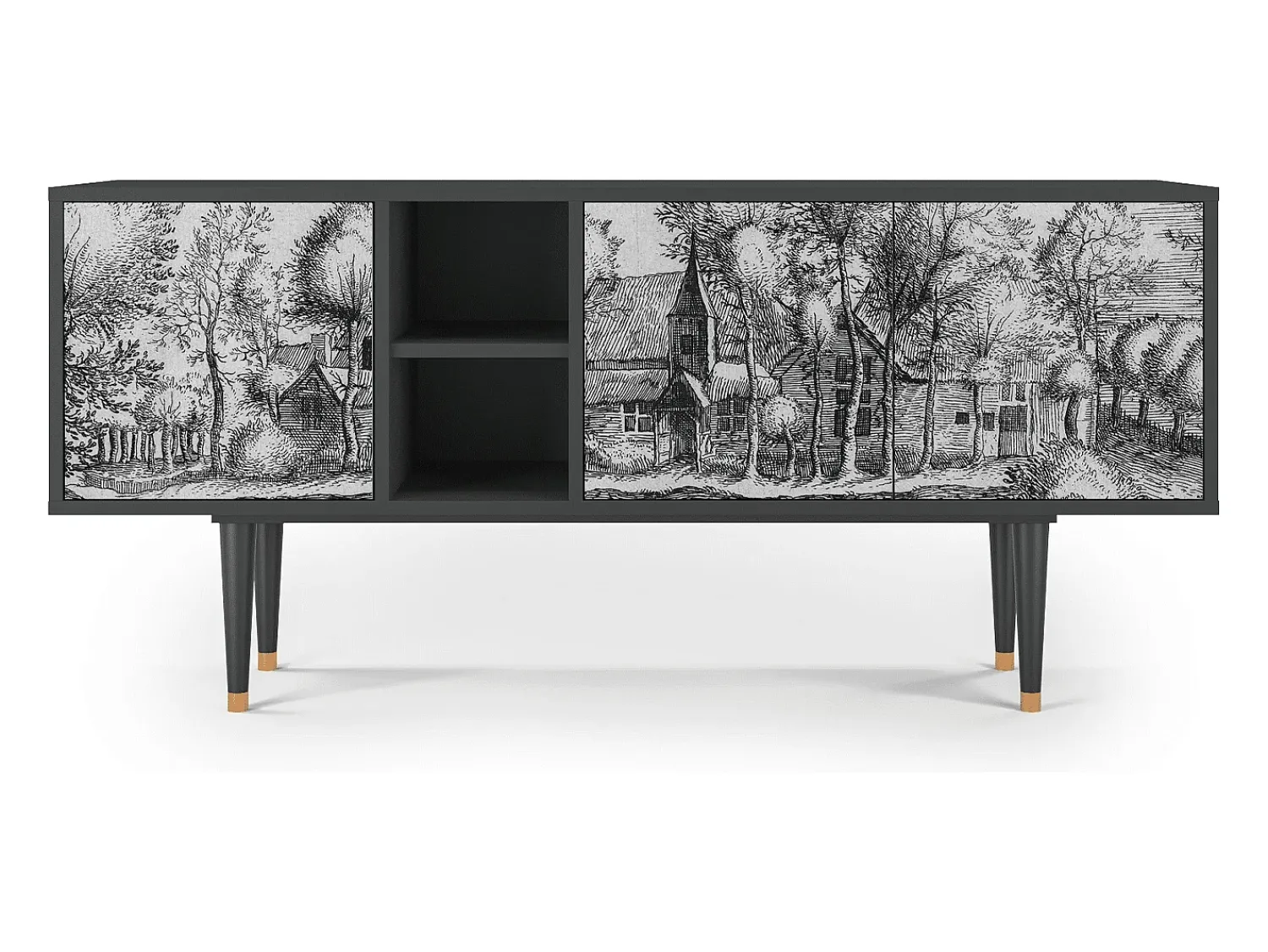 Clearance Mueble de TV - 150х69х41 cm - T5 - A Pond, Antracite Cinza antracite
