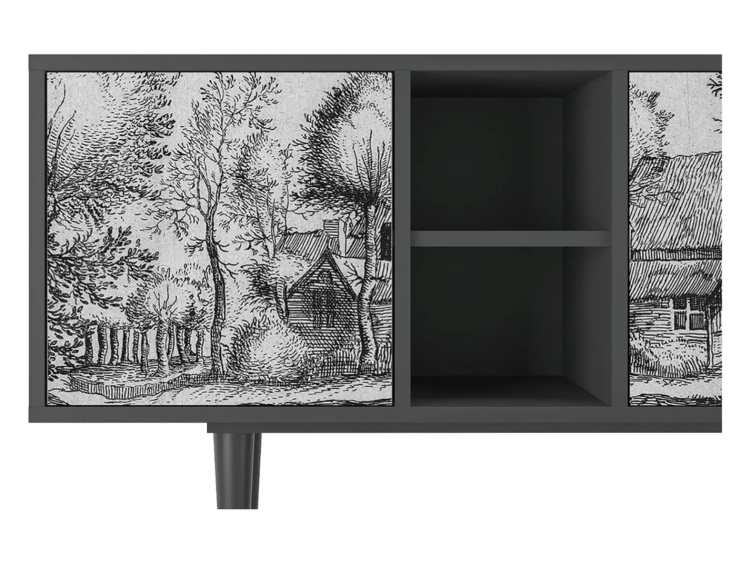 Clearance Mueble de TV - 150х69х41 cm - T5 - A Pond, Antracite Cinza antracite