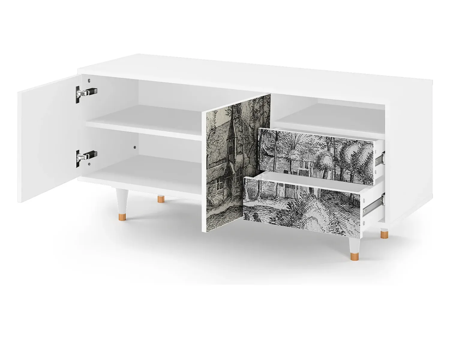 Online Mueble de TV - 125х56х41 cm - T7 - A Pond, Branco Bege
