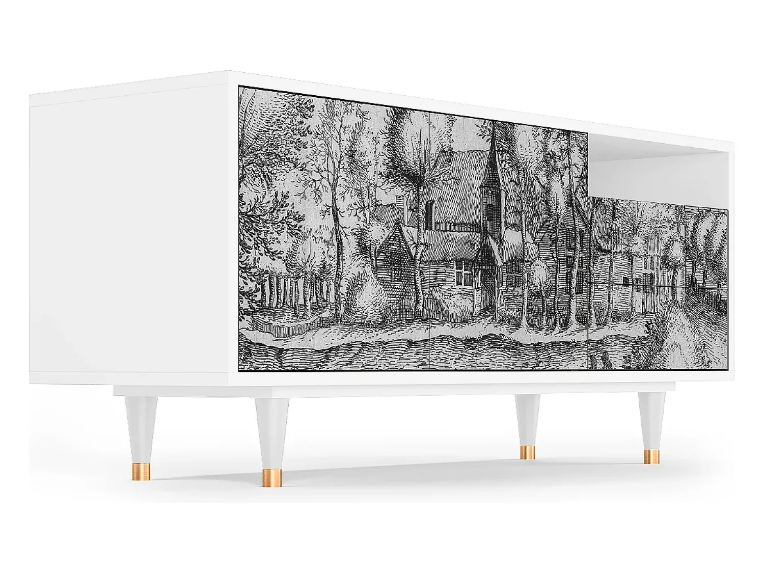 Online Mueble de TV - 125х56х41 cm - T7 - A Pond, Branco Bege