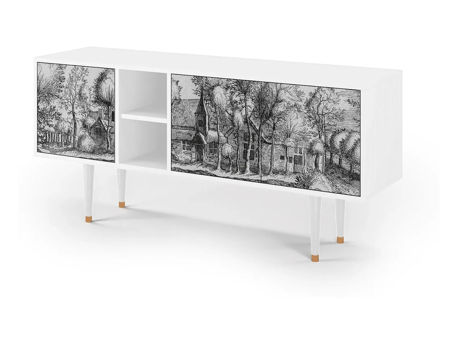 Mueble de TV - 150х69х41 cm - T5 - A Pond, Branco^ Móvel De Tv