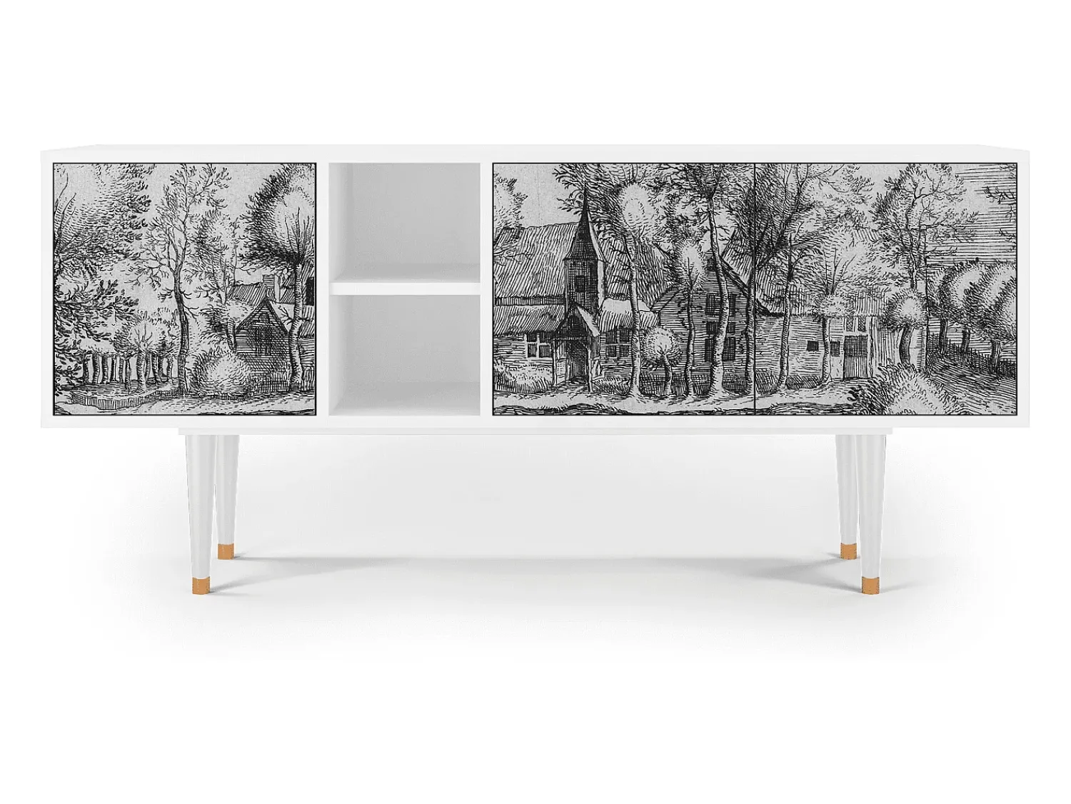 Mueble de TV - 150х69х41 cm - T5 - A Pond, Branco^ Móvel De Tv