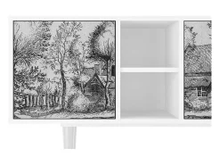 Mueble de TV - 150х69х41 cm - T5 - A Pond, Branco^ Móvel De Tv