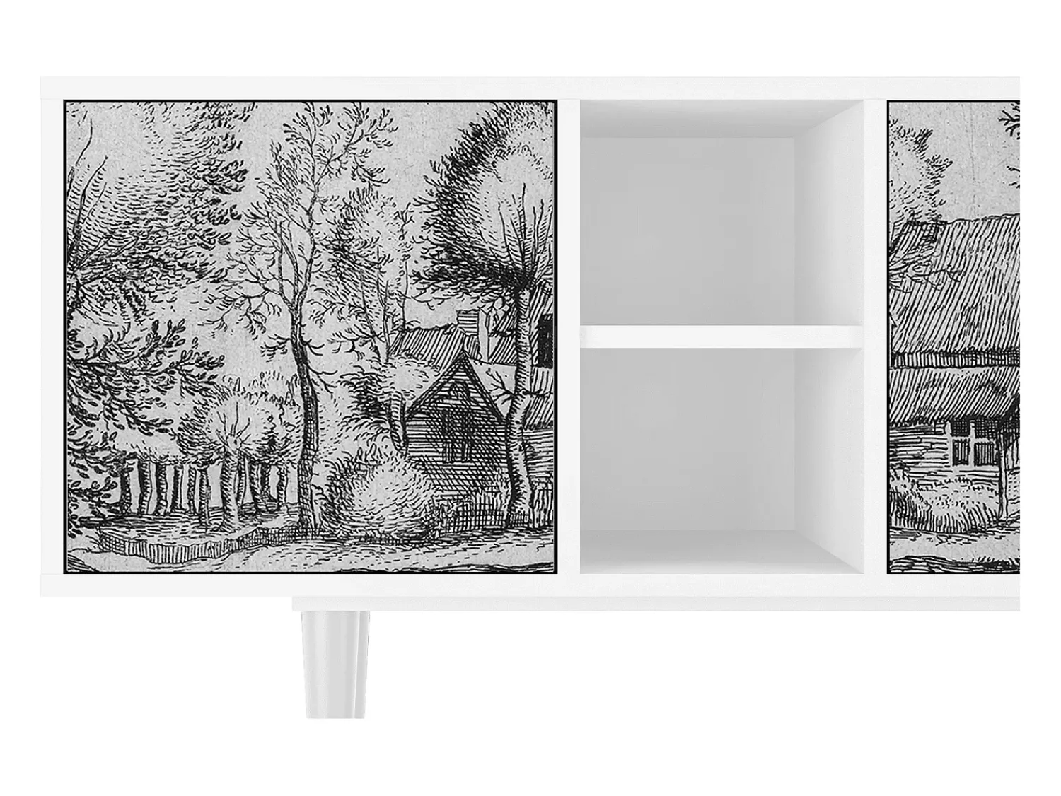 Mueble de TV - 150х69х41 cm - T5 - A Pond, Branco^ Móvel De Tv