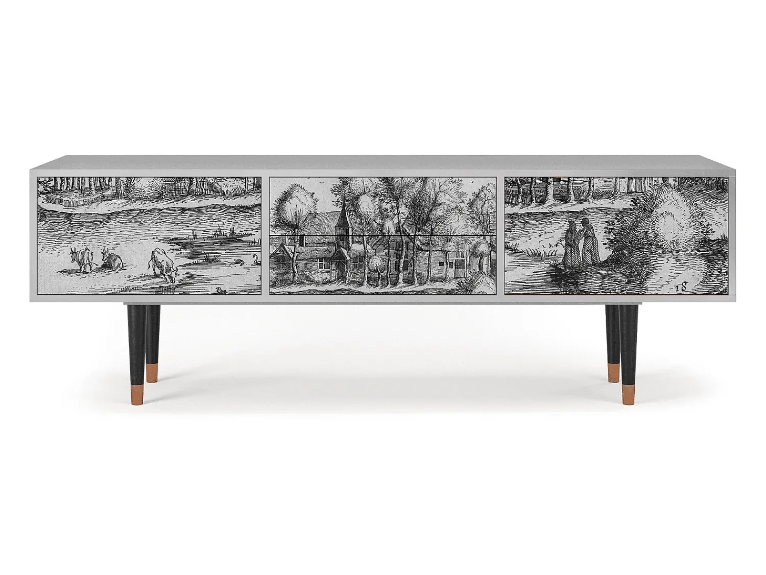Móvel De Tv* Mueble de TV - 170х59х48 cm - T4 - A Pond, Cinza Cinzento