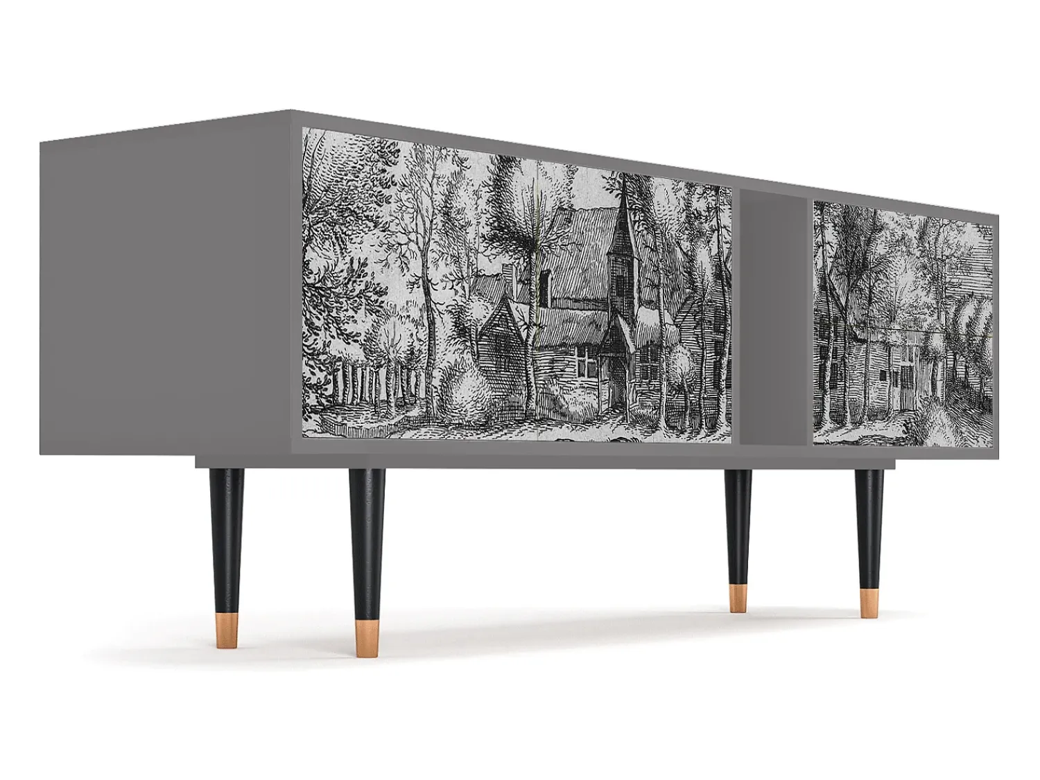 Mueble de TV - 170х69х48 cm - T1 - A Pond, Cinza^ Móvel De Tv