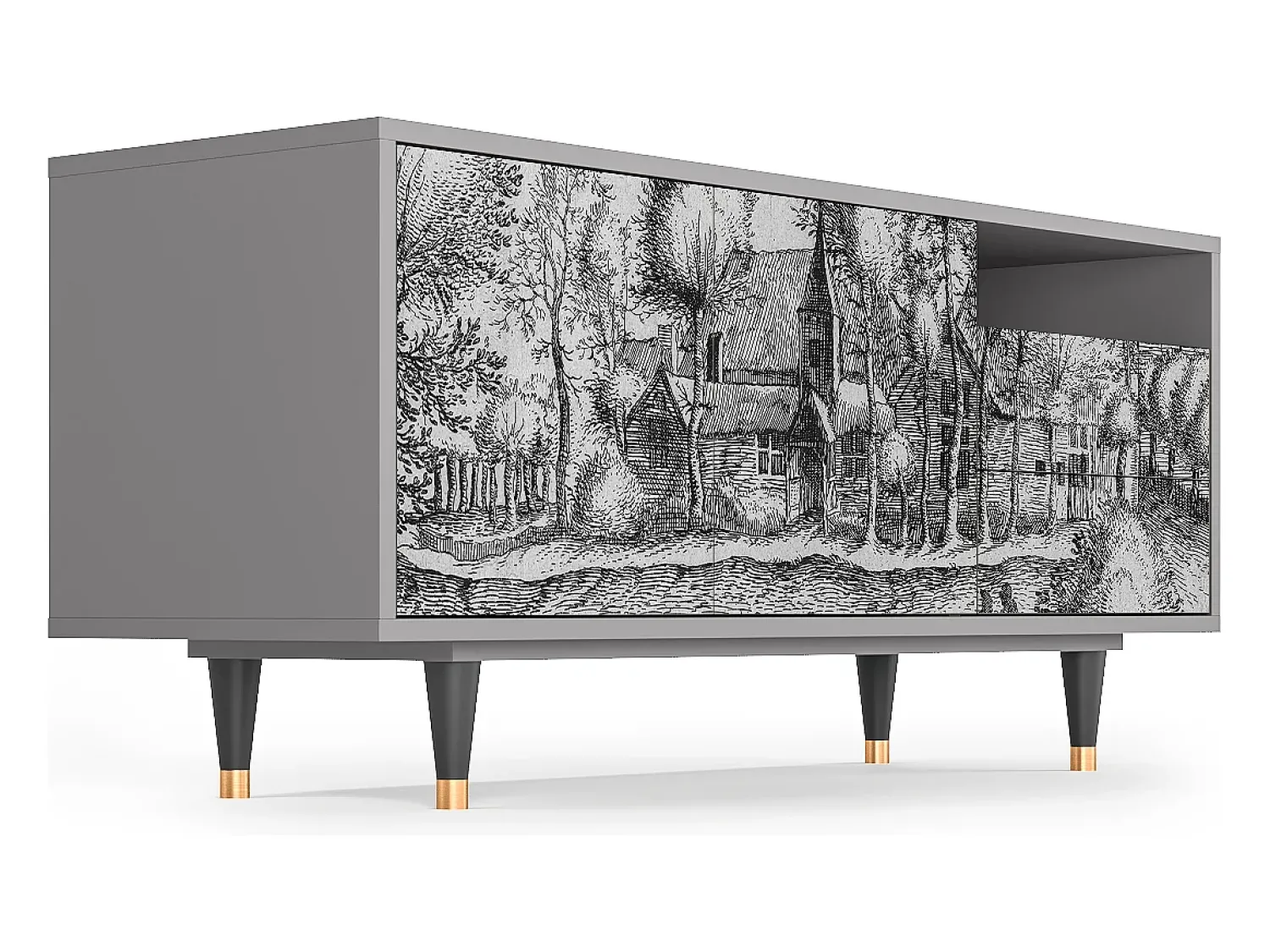 Clearance Mueble de TV - 125х56х41 cm - T7 - A Pond, Cinza Cinzento
